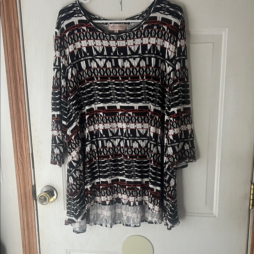 Philosophy Black and White Patterned Blouse